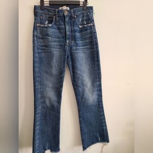 Women’s Blue Flare Jeans with Raw Hem